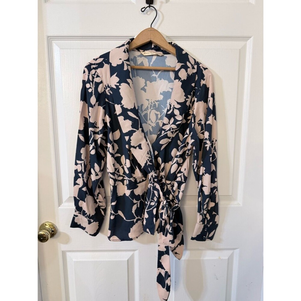 Wayward Fancies Cream & Blue Blouse Top XL